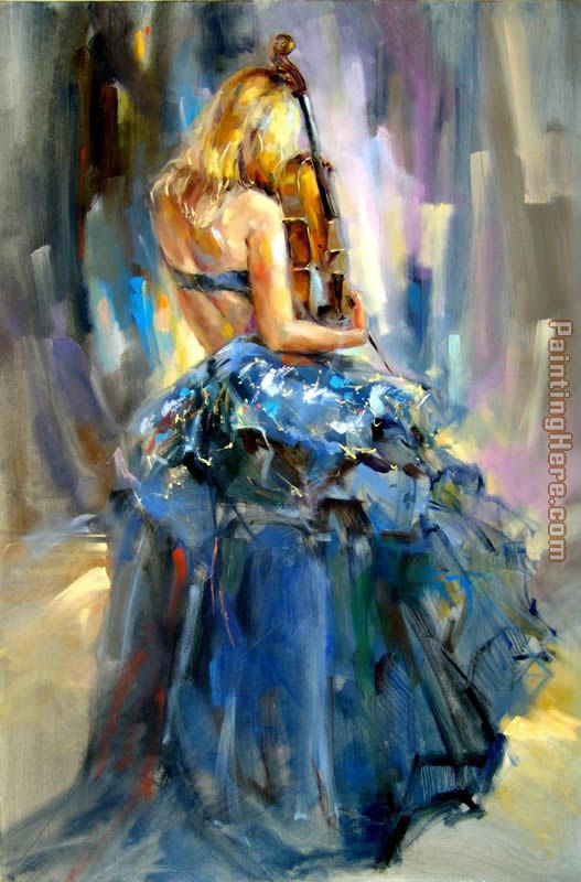 Dancing With a Violin 1 painting - Anna Razumovskaya Dancing With a Violin 1 art painting